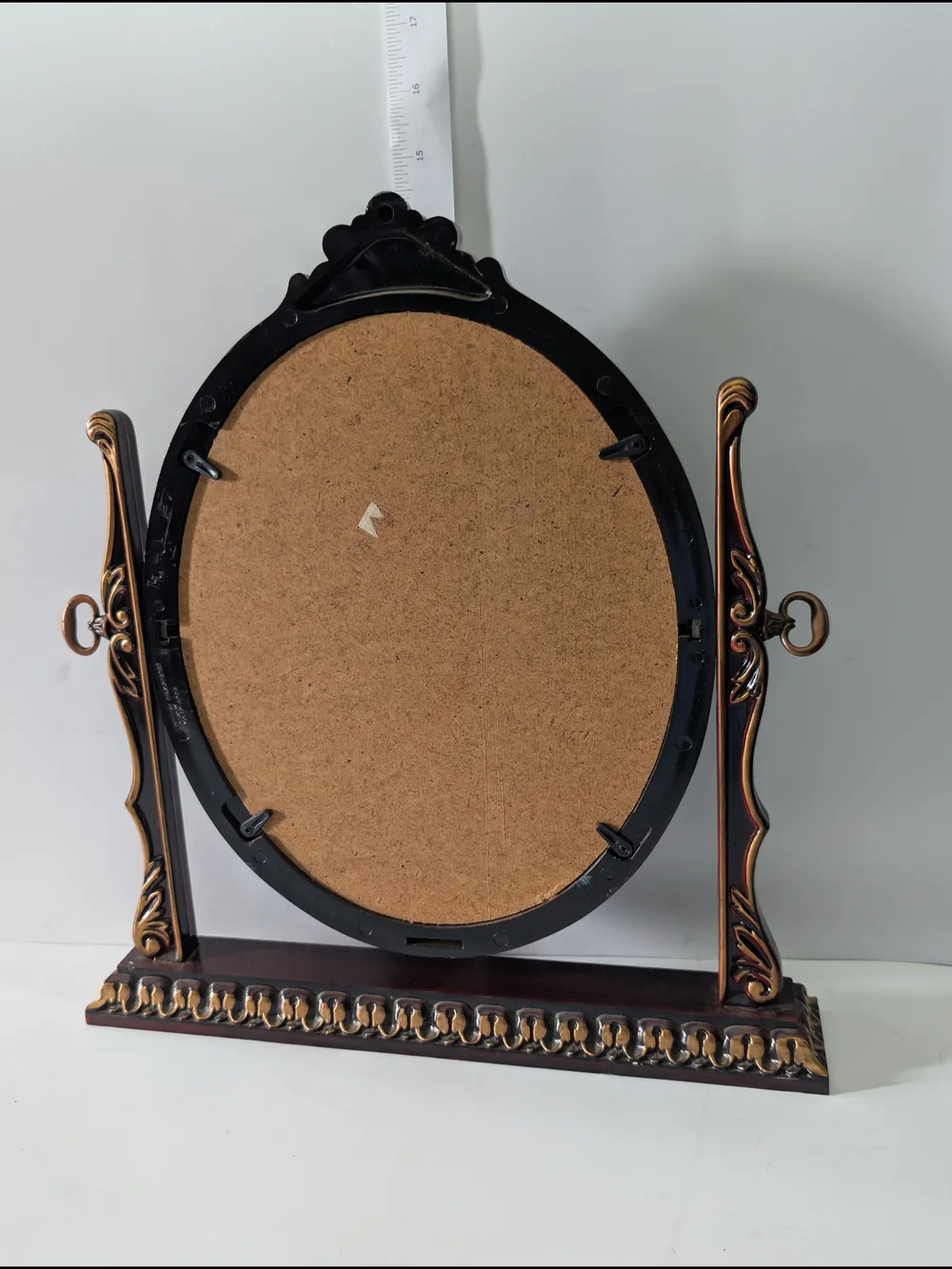Ornate Oval Table Photo Frame in Dark Mahogany  and Gold Vintage Victorian style